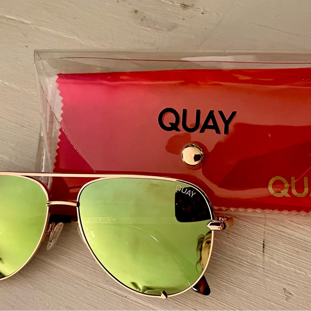 Quay Australia Polarized Gold x Gold High Key Mini Aviator Sunglasses